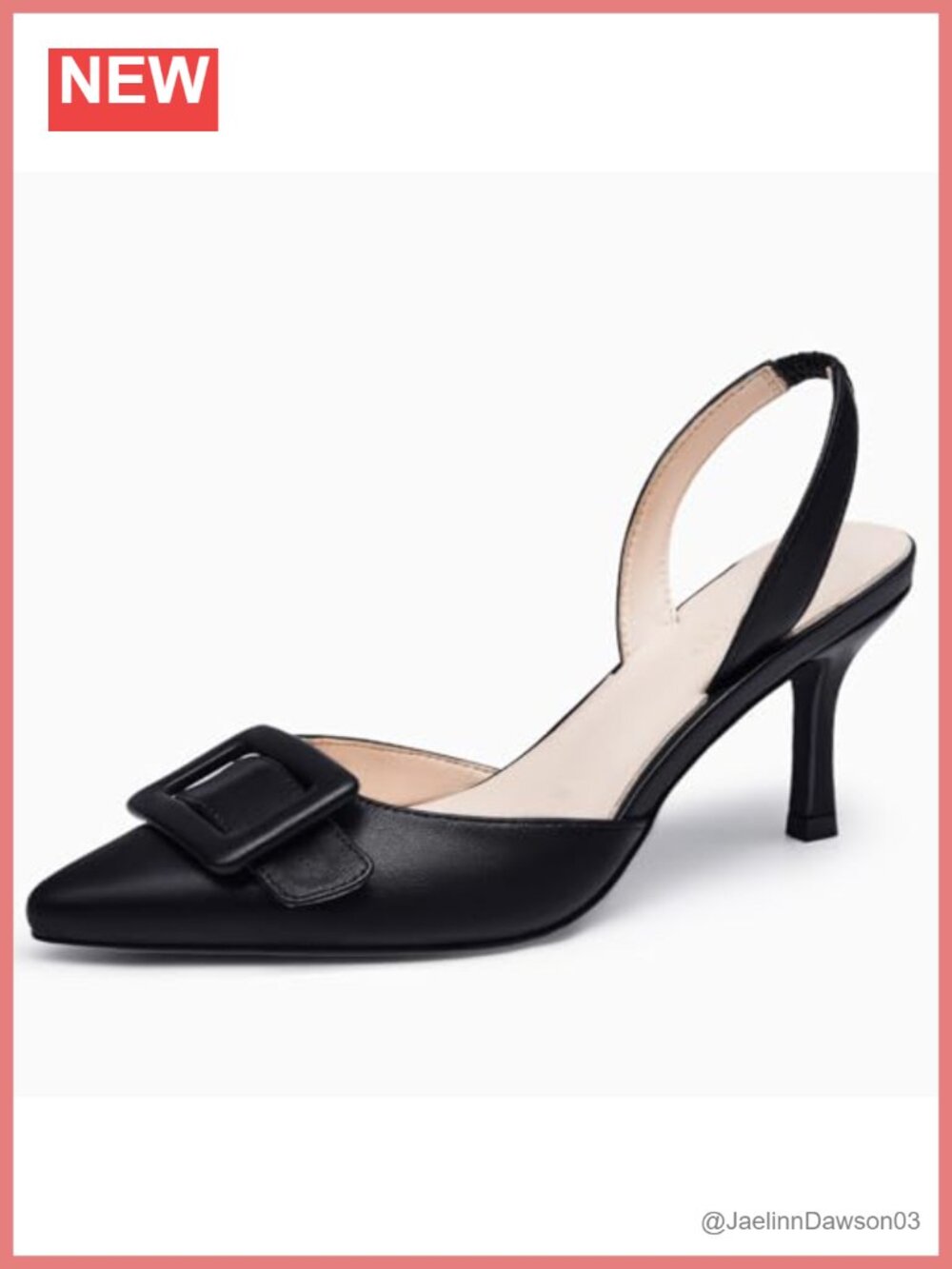 Womens Slingback Kitten Heels Pointed Toe Buckle Pumps Dress Shoes